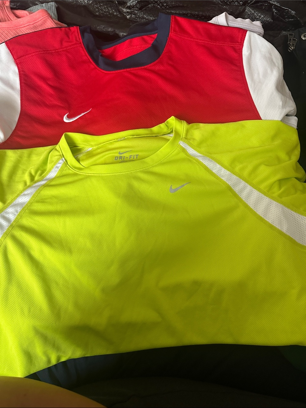 Nike Dri-FIT Crew Tee in Neon Yellow and Red